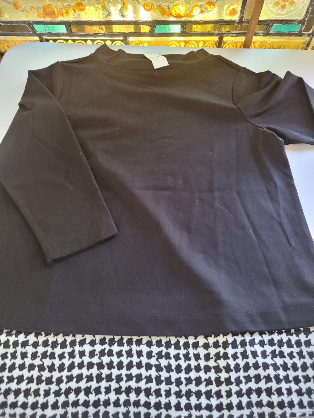 NWT Ann Taylor M Black and White Check Leopard Print Blouse